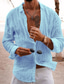 cheap Men&#039;s Casual Shirts-Men&#039;s Linen Shirt Casual Shirt Summer Shirt Beach Shirt Black White Pink Long Sleeve Plain Lapel Spring &amp; Summer Hawaiian Holiday Clothing Apparel Basic