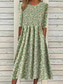 ieftine rochie florală-Rochie Midi Femei Floral Ditsy Ruched cu Buzunar Mâneci Scurte Gât Crew Zile Zile De Vacanță Vară Primăvară