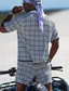 preiswerte Hawaiihemden-Herren Hemd Hemden-Set Hawaiihemd Sommerhemd Plaid Grafik-Drucke Kubanisches Halsband Gelb Himmelblau Grau Outdoor Strasse Kurze Ärmel Bedruckt Bekleidung Modisch Strassenmode Designer Weich