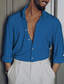 tanie męskie koszule casual-Męskie Koszula Zapinana na guziki koszula Codzienna koszula Letnia koszula Koszula plażowa Czarny Biały Granatowy Niebieski Brązowy Długi rękaw Równina Klapa Codzienny Urlop Odzież Moda Designerskie
