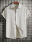 tanie męskie koszule casual-Męskie lniana koszula Koszula Letnia koszula Codzienna koszula Koszula plażowa Biały Rumiany róż Wino Krótki rękaw Równina Klapa Lato Codzienny Hawajskie Odzież