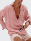 economico Camicie Popover da Uomo-Per uomo Camicia Camicia estiva Maglietta informale Rosa Manica lunga Liscio Bavero Giornaliero Da mare Abbigliamento Di tendenza Informale Comodo