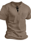 baratos Camisetas masculinas casuais-Homens Camiseta Camisa Henley T-shirt Tecido Henley Rua Férias Manga Curta Roupa Moda Designer Básico