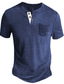 abordables camisetas henley de hombre-Hombre Henley Shirt Camiseta superior Plano Henley Calle Vacaciones Manga Corta Botón Bolsillo Ropa Moda Design Básico