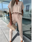 billiga casual jumpsuits-Dam Vanligt Jumpsuits Elegant Ensfärgat Kortärmad Rund hals Spetsknuten Hög midja Kontor Arbete Lös passning Svart Rodnande Rosa Fuchsia Sommar