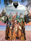 tanie Koszule hawajskie-Męskie Koszula Koszula hawajska Konik Wzory graficzne Wyścigi konne Kubański kołnierz Czerwony Niebieski Fioletowy Zielony Na zewnątrz Codzienny Krótki rękaw Nadruk Odzież Sport Moda Moda miejska