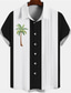 billige Hawaiiskjorter-Herre linned skjorte Skjorte Kokos palme Stribet Grafiske tryk Aftæpning Sort Vin udendørs Gade Kortærmet Trykt mønster Tøj Hør Mode Gade Designer Afslappet