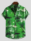 baratos Camisas havaianas-Homens Camisa Social Camisa havaiana Gráfico Havaiana Aloha Zebra Detalhes Colarinho Colarinho Com Botões Azul Roxo Verde Outras estampas Diário Para Noite Manga Curta camisas de colarinho Imprimir
