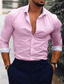 economico Camicie da vestito-Per uomo Camicie Collo ripiegabile Primavera &amp; Autunno Manica lunga Bianco Rosa Blu marino Liscio Matrimonio Per uscire Abbigliamento