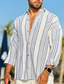 abordables camisas de lino para hombre-Hombre camisa de lino Abotonar la camisa Camisa casual Camisa de verano Camisa de playa Rosa Azul Verde Oscuro Manga Larga A Rayas Cuello Vuelto Primavera verano Exterior Festivos Ropa Estampado