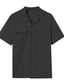 cheap Men&#039; Shirt Sets-Men&#039;s Linen Shirt Shirt Shirt Set Black White Blue Short Sleeve Plain Lapel Spring &amp; Summer Hawaiian Holiday Clothing Apparel Pocket