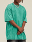 abordables camisetas basicas-Hombre Camisa 100% algodón con lavado ácido Camisa de gran tamaño Manga Corta Cuello Barco Primavera verano Plano Moda Design Casual Desteñido Diario Ropa de calle Deporte Negro Rosa Verde Camiseta