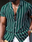 cheap Men&#039;s Casual Shirts-Men&#039;s Shirt Button Up Shirt Summer Shirt Casual Shirt Black Red Blue Green Short Sleeves Striped Lapel Street Vacation Print Clothing Apparel Fashion Leisure
