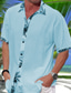 cheap Men&#039;s Casual Shirts-Men&#039;s Shirt Button Up Shirt Casual Shirt Summer Shirt Beach Shirt White Pink Blue Short Sleeves Plant Lapel Street Vacation Pocket Clothing Apparel Fashion Leisure Hawaiian