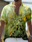 abordables Camisas estampadas para hombre-Hombre Camisa Floral Estampados Cuello Vuelto Blanco Verde Trébol Exterior Casual Manga Corta Estampado Ropa Deportes Moda Ropa de calle Design