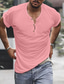 tanie Męskie koszulki casual-Męskie Koszula Henley Koszulka Równina Henley Ulica Urlop Krótkie rękawy Guzik Odzież Moda Designerskie Podstawowy