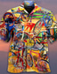 Недорогие Гавайские рубашки-Муж. Рубашка Гавайская рубашка Графические принты Велоспорт кубинский воротник Желтый Синий Зеленый на открытом воздухе Повседневные С короткими рукавами С принтом Одежда