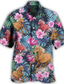 billige Hawaiiskjorter-Herre Skjorte Hawaii skjorte Blomstret Hest Grafiske tryk Blade Hestevæddeløb Cubansk krave Hvid Gul Blå Lyseblå udendørs Afslappet Kortærmet Trykt mønster Tøj Sport Mode Gade Designer