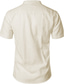 baratos camisas masculinas casuais-Homens Camisa Social camisa de linho Cor Sólida Colarinho Chinês Rua Casual Botão para baixo Manga Curta Blusas Casual Moda Respirável Confortável Branco Preto Azul / Verão