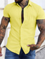 cheap Men&#039;s Casual Shirts-Men&#039;s Shirt Button Up Shirt Summer Shirt Black Yellow Pink Red Dark Navy Short Sleeve Letter Turndown Street Casual Button-Down Clothing Apparel Fashion Casual Comfortable