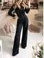 cheap Vacation Jumpsuit-Women&#039;s Jumpsuit for Special Occasions Pocket High Waist Solid Color V Neck Streetwear Office Work Regular Fit Long Sleeve Black White Wine S M L Summer