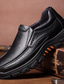 billige Slip-ons og loafers til herrer-Herre En pedal Komfort Loafers Plattform Loafers Lær Pustende Bekvem Slitestyrke Slippers Svart Brun