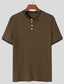 baratos Camisetas masculinas casuais-Homens Camisa Henley T-shirt Tecido Pit Strip Henley Rua Férias Manga Curta Botão Roupa Moda Designer Básico
