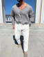 billige Skjortesett for menn-Herre Skjorte linskjorte 2 deler Skjortesett Svart Hvit Blå Kortermet عادي V-hals Vår sommer Hawaiisk Ferie Klær Lomme