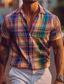 tanie Koszule hawajskie-Męskie Koszula Koszula hawajska Kratka Wzór tie-dye Wzory graficzne Wieczorne Fioletowy Zielony Na zewnątrz Ulica Krótkie rękawy Nadruk Odzież Moda Moda miejska Designerskie Codzienny
