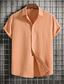 cheap Men&#039;s Casual Shirts-Men&#039;s Linen Shirt Shirt Summer Shirt Casual Shirt Beach Shirt White Pink Wine Short Sleeve Plain Lapel Summer Casual Daily Clothing Apparel