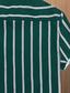 baratos camisas masculinas casuais-Homens Camisa Social camisa de botão camisa de verão Camisa casual Preto Vermelho Azul Verde Manga Curta Listrado Lapela Rua Férias Imprimir Roupa Moda Lazer