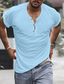 baratos Camisetas masculinas casuais-Homens Camisa Henley T-shirt Tecido Henley Rua Férias Manga Curta Botão Roupa Moda Designer Básico