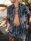 billiga Skjortuppsättningar för män-Herr Skjorta set Hawaii skjorta Grafisk Blommig Aloha Nedvikt Svart Blå Purpur Grön Tryck Utomhus Ledigt Kortärmad 3D-utskrift Button-Down Kläder Mode Hawaiisk Designer Ledigt