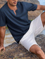 billige mænds fritidsskjorter-Herre Skjorte Casual skjorte Sommer skjorte Sort Hvid Navyblå Himmelblå Kakifarvet Kortærmet Vanlig V-hals Daglig Ferierejse Tøj Mode Afslappet Bekvem