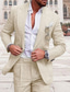 cheap Linen Suits-Champagne Beige Men&#039;s Linen Suits Beach Wedding 2 Piece Solid Colored Tailored Fit Single Breasted One-button 2024