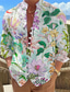 billige Hawaiiskjorter-Herre Skjorte linned skjorte Blomstret Grafiske tryk Høj krave Hvid Rød Lilla udendørs Gade Langærmet Trykt mønster Tøj Mode Designer Afslappet Bekvem