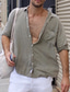 billige mænds fritidsskjorter-herreskjorte ensfarvet turndown afslappet daglig button-down halværmede toppe afslappet mode åndbar behagelig grøn hvid sort sommerskjorter