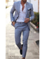 זול חליפות פשתן-חליפות פשתן לחתונה כחולות לגברים 2 חלקים שמיים בצבע אחיד חליפות קיץ בהתאמה אישית עם שני כפתורים חד חזה 2023