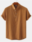 billiga fritidsskjortor för män-Herr Skjorta Sommarskjorta Strandskjorta Henleytröja Svart Vit Gul Kortärmad Slät Henley Sommar Ledigt Dagligen Kläder