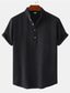 voordelige casual herenoverhemden-Voor heren Overhemd Zomer overhemd Strand hemd Henley-shirt Zwart Wit Geel Korte mouw Effen Henley Zomer Casual Dagelijks Kleding