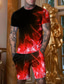 billige T-shirtsæt til mænd-Herre Shorts og T-shirt sæt T-shirt outfits Grafisk Farveblok Flamme Rund hals Tøj 3D-udskrivning udendørs Daglig Kortærmet 3D-udskrivning 2 stk 2stk Designer Afslappet Bekvem