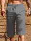 cheap Casual Shorts-Men&#039;s Linen Shorts Summer Shorts Capri Pants Drawstring Elastic Waist Plain Comfort Breathable Outdoor Daily Going out Linen / Cotton Blend Fashion Casual Black White