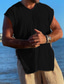 tanie męskie koszule casual-Męskie Koszula lniana koszula Letnia koszula Koszula plażowa Czarny Khaki Krótki rękaw Równina W serek Lato Codzienny Hawajskie Odzież