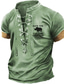abordables Camisetas 3D de hombre-Hombre Camiseta Henley Shirt Graphic Letra Henley Gris blanco Verde Ejército Azul Piscina Marrón Verde Trébol Impresión 3D Calle Casual Manga Corta Retazos Abotonar Ropa Moda Clásico Papá camiseta