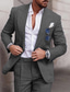 cheap Linen Suits-Men&#039;s Wedding Linen Suits 2 Piece Blue Solid Colored Summer Suits Tailored Fit Single Breasted One-button 2023