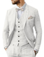 cheap Linen Suits-Light Blue White Champagne Men&#039;s Linen Suits Beach Wedding Summer Suits Solid Colored 3 Piece Tailored Fit Single Breasted Two-buttons 2024