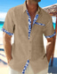 abordables camisas casuales de los hombres-Hombre camisa de lino Camisa casual Camisa de verano Camisa de playa Negro Blanco Rosa Manga Corta Plano Diseño Primavera verano Hawaiano Festivos Ropa Bolsillo delantero
