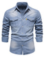 ieftine cămașă groasă pentru bărbați-Bărbați Cămașă Camasa de blugi Culoare solidă Răsfrânt Negru Albastru piscină Albastru + Albastru Albastru Deschis Casual Zilnic Manșon Lung Îmbrăcăminte Bumbac Simplu