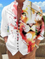 abordables Camisas hawaianas-Hombre Camisa camisa de lino Animal León Estampados Escote Chino Negro Amarillo Rosa Azul Piscina Morado Exterior Calle Manga Larga Estampado Ropa Moda Design Casual Cómodo