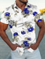 abordables Camisas estampadas para hombre-Hombre Camisa Floral Estampados Cuello Vuelto Negro Blanco Azul Marino Azul Piscina Dorado Exterior Calle Mangas cortas Estampado Ropa Moda Ropa de calle Design Casual